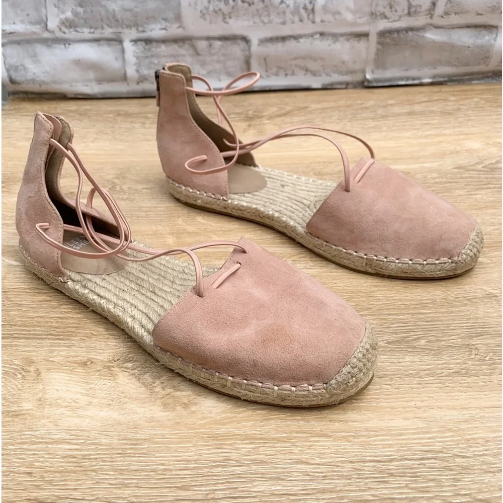 Eileen Fisher Suede Espadrilles Shoes 10 Zippered Jute D'Orsay Lee